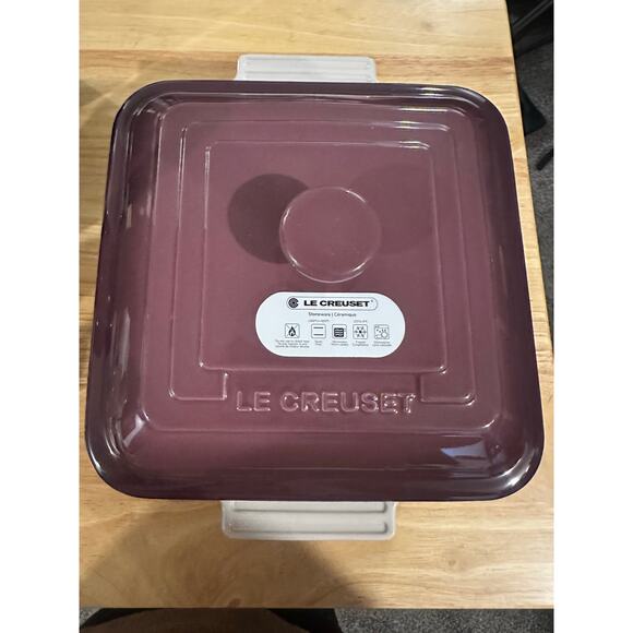 Le Creuset 3L / 9” Square Covered Casserole Dish | RARE Retired Fig Color NEW - Picture 1 of 4
